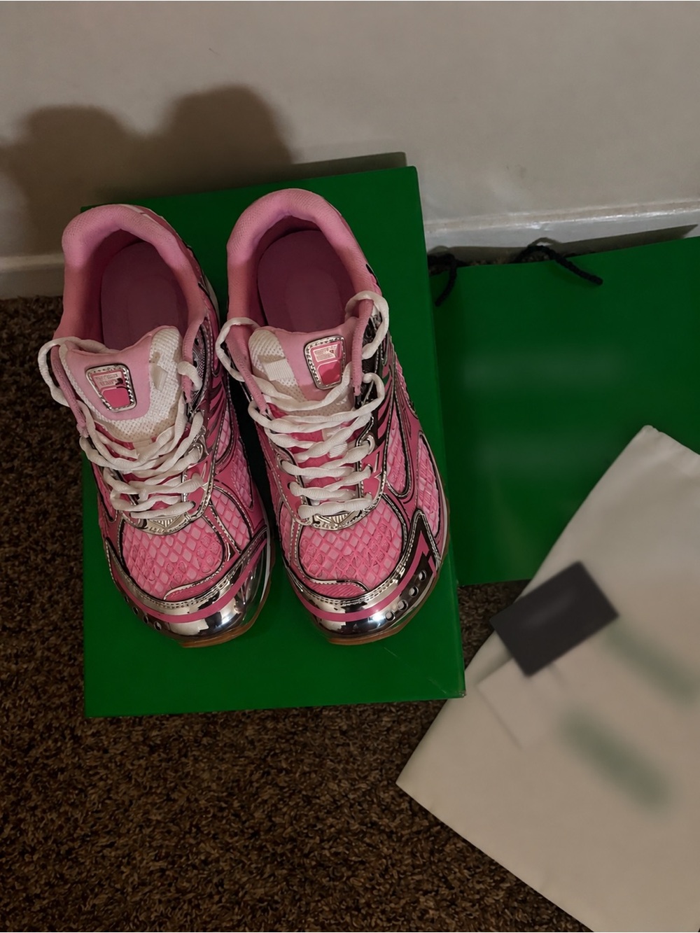 Girls' Pink Metallic Trim Fashion Sneakers